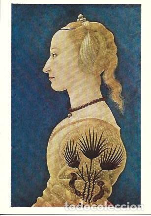 Postcards: POSTAL A7640: Retrato de mujer en amarillo, por Baldovinetti