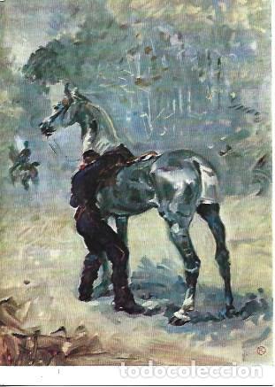 Postcards: POSTAL A7659: Artilleur sellant son cheval, por Toulouse Lautrec