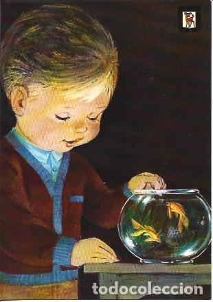 Postcards: POSTAL A7711: Ni&ntilde;o con pecera