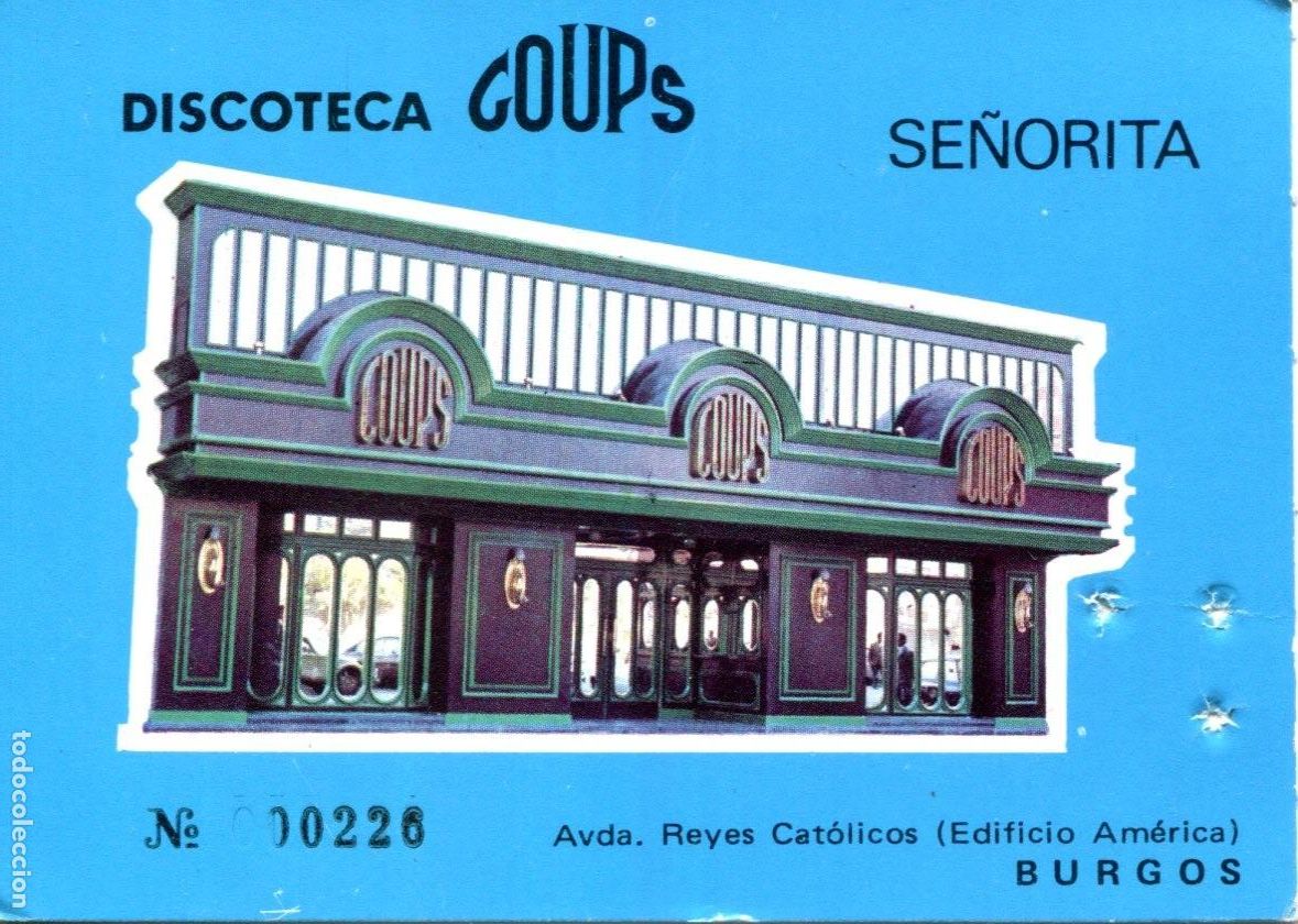 Postales: Calendario entrada de la discoteca coups de Burgos a&ntilde;o 1974