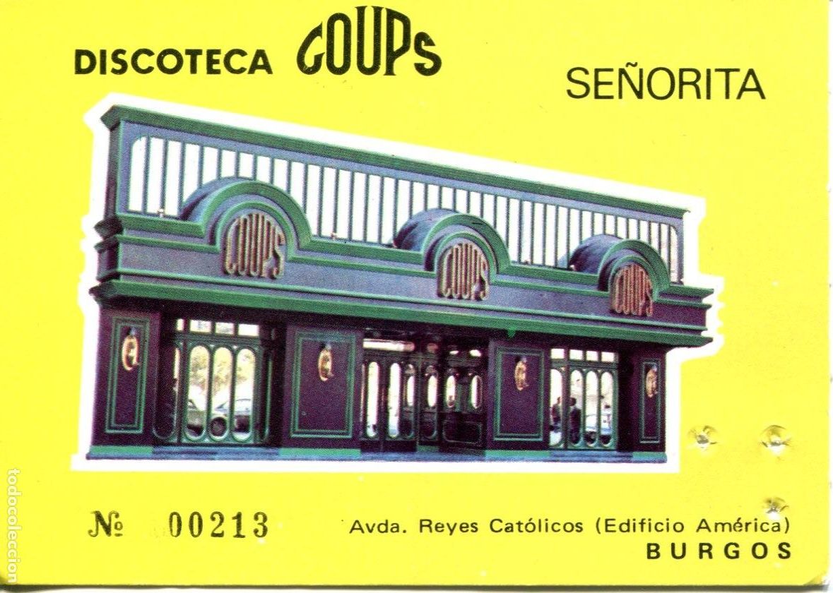 Postales: Calendario entrada de la discoteca coups de Burgos a&ntilde;o 1974