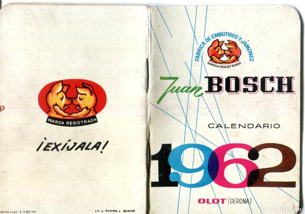 Postales: CALENDARIO CUADERNILLO A&Ntilde;O 1962 FABRICA EMBUTIDOS Y JAMONES JUAN BOSCH VER FOTOS IMPRESIONANTE