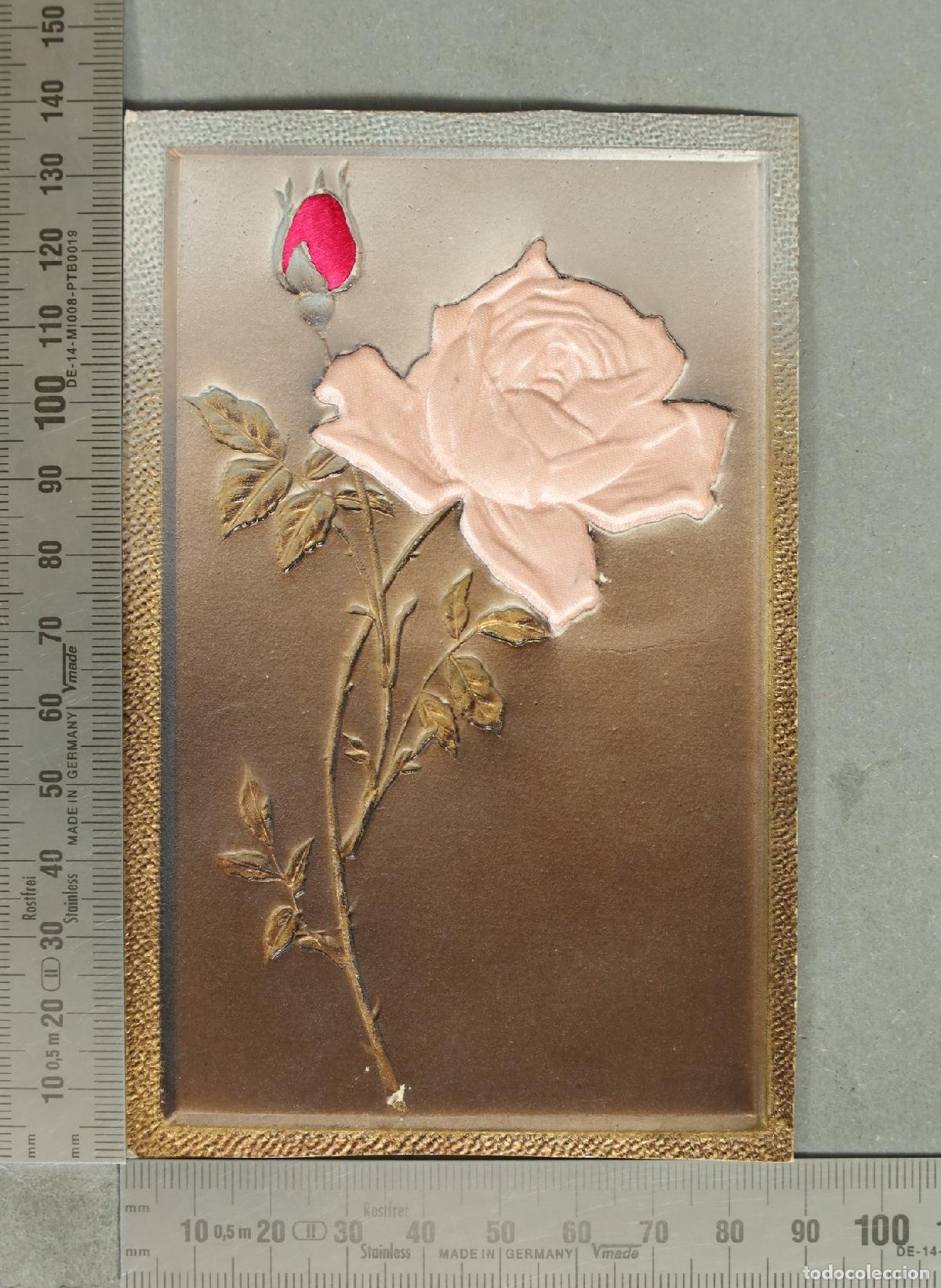Postales: POSTAL. Rosa rosa con relieve