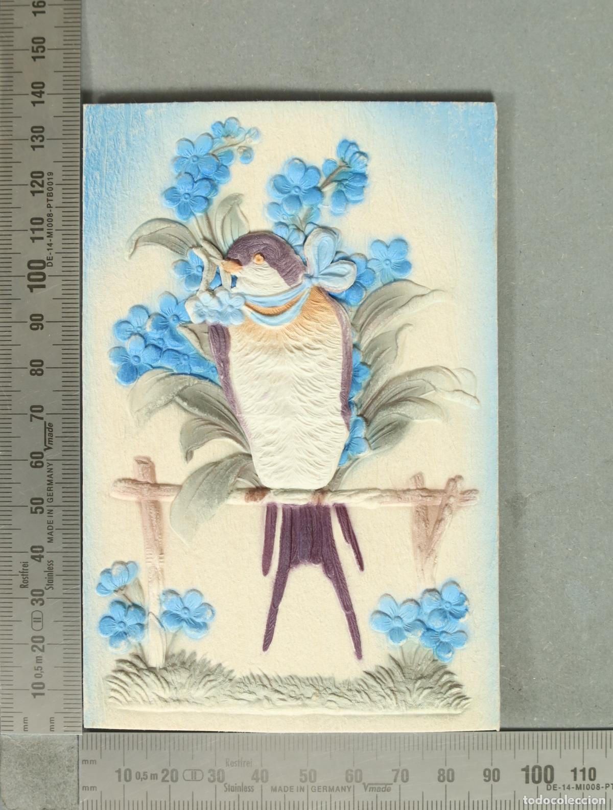 Postales: POSTAL. PAJARO Y FLORES RELIEVE