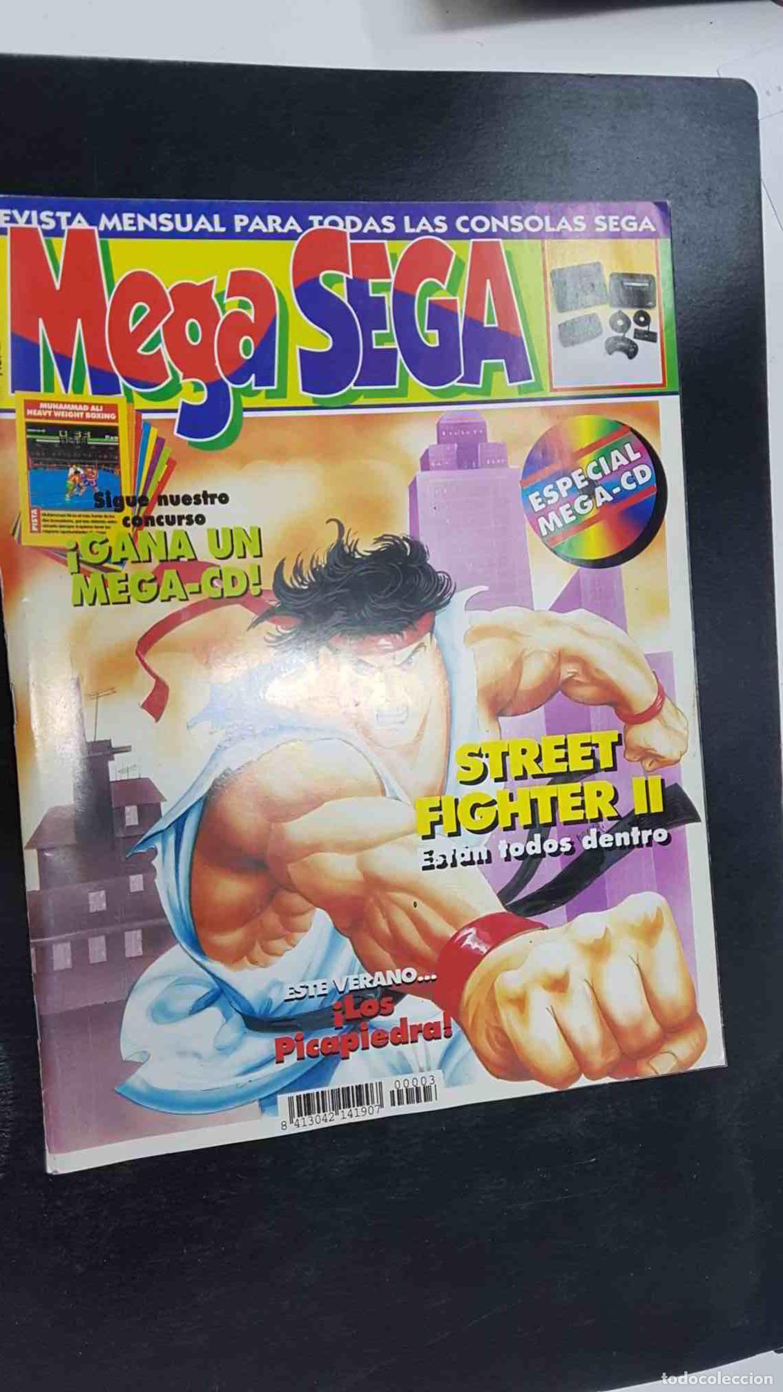 Postales: revista: Mega Sega num 03, 1993. Street Fighter II, The Flintstones, Thunder Hawk, Ninja Warriors, F