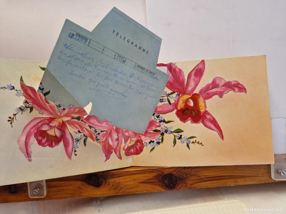 Postales: BONITA POSTAL CIRCULADA. DIPTICA. TELEGRAMME. BONNE FETE.