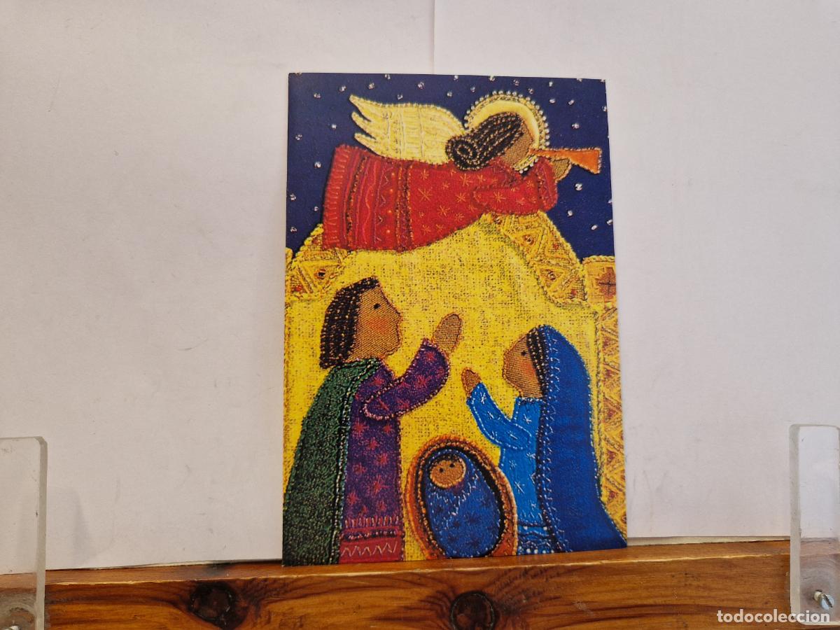 Postales: BONITA POSTAL CIRCULADA. DIPTICA. ANGELES Y NACIMIENTO DEL NI&Ntilde;O JESUS.
