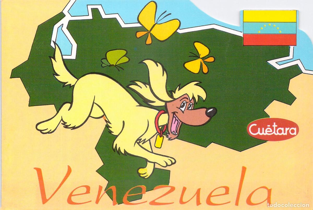 Postales: Postal de mapa de Venezuela con personaje animado