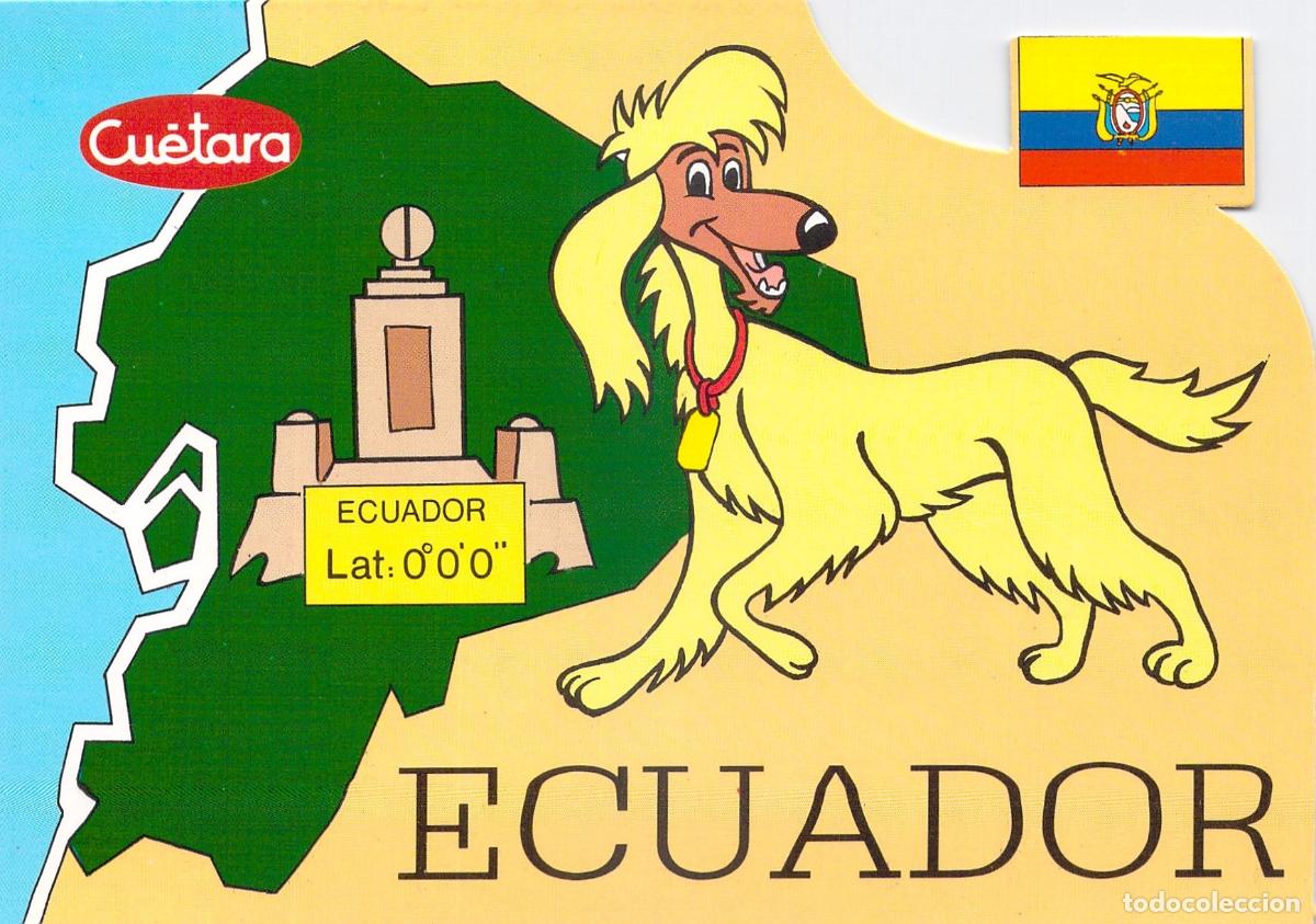 Postales: Postal educativa con mapa de Ecuador y personaje animado
