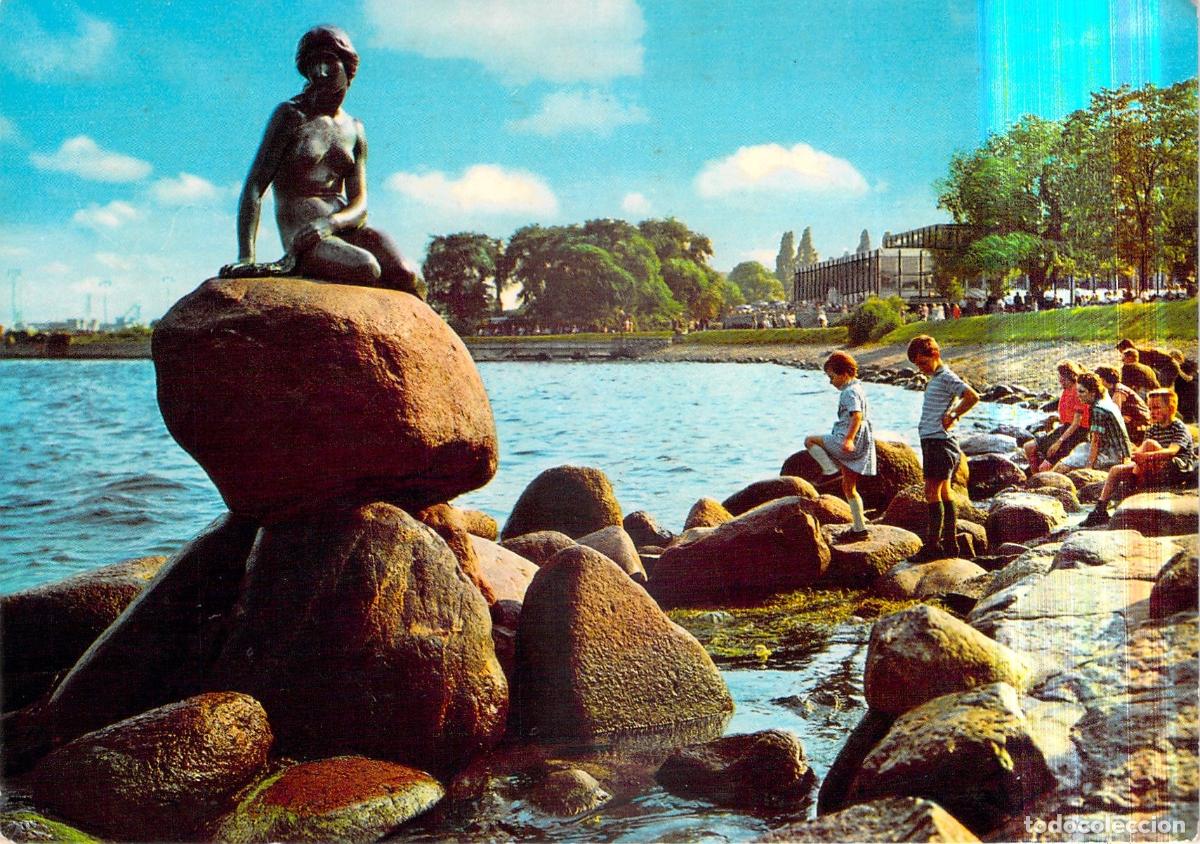 Postales: Postal de la Estatua de la Sirenita en Copenhague, Dinamarca