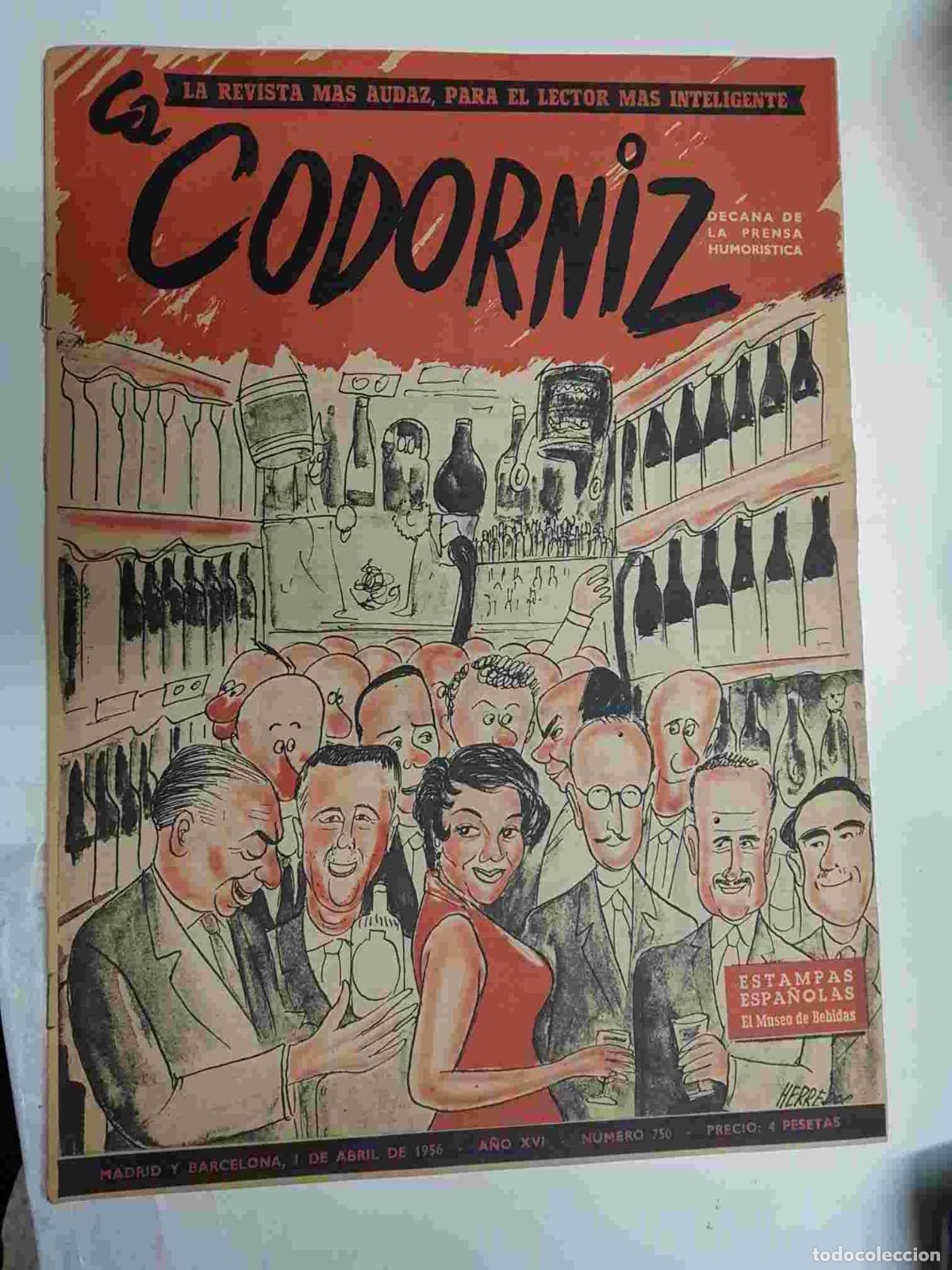 Postkarten: Revista la Codorniz: num 0750 A&ntilde;o XVI, 1 abril 1956 - El museo de bebidas. Portada firmada por Herre