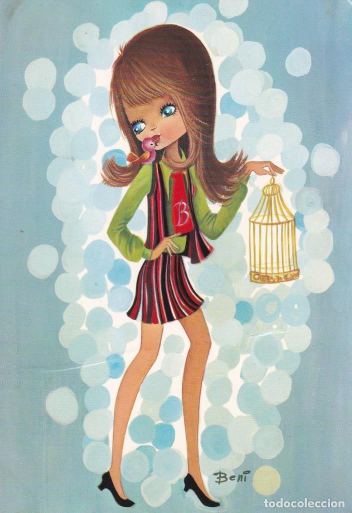 Postkarten: POSTAL B11820: BENI: ILUSTRACION CHICA CON LORO