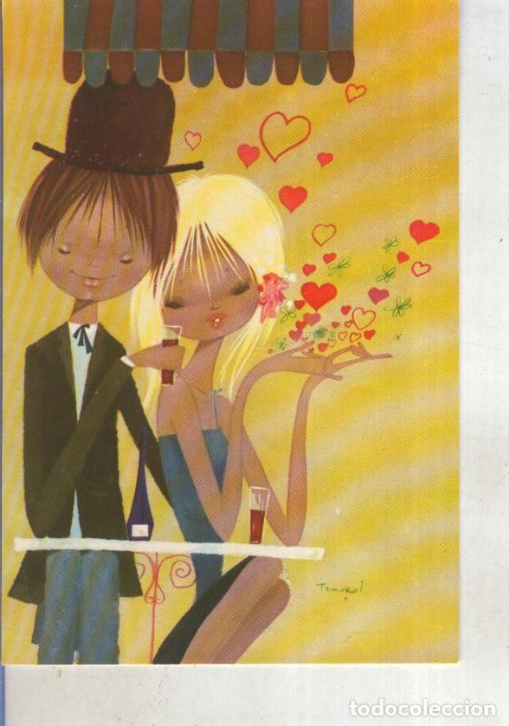 Postales: Postal 015293: Pareja tomando un vino, ilustracion de Tamorol ? - Varios