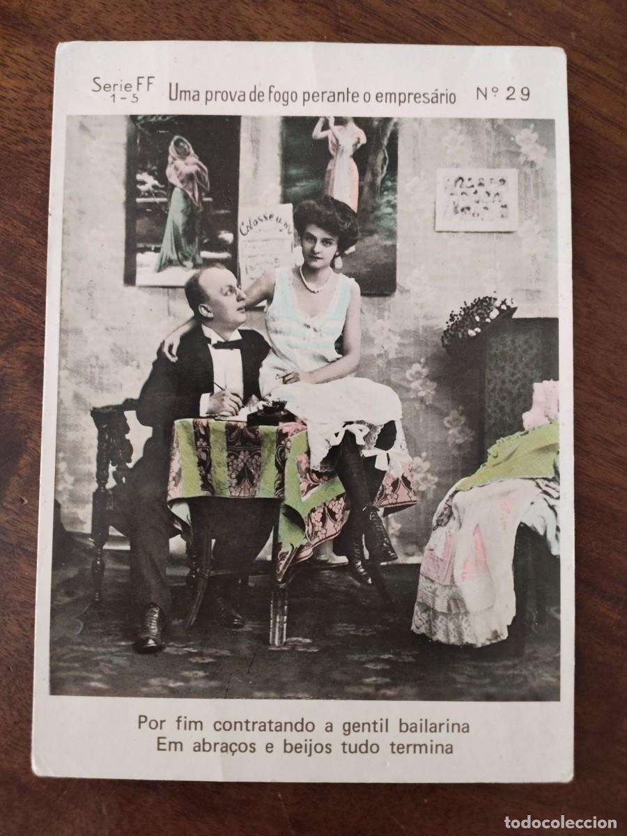 Cartoline: Postal humor er&oacute;tica empresario y bailarina.