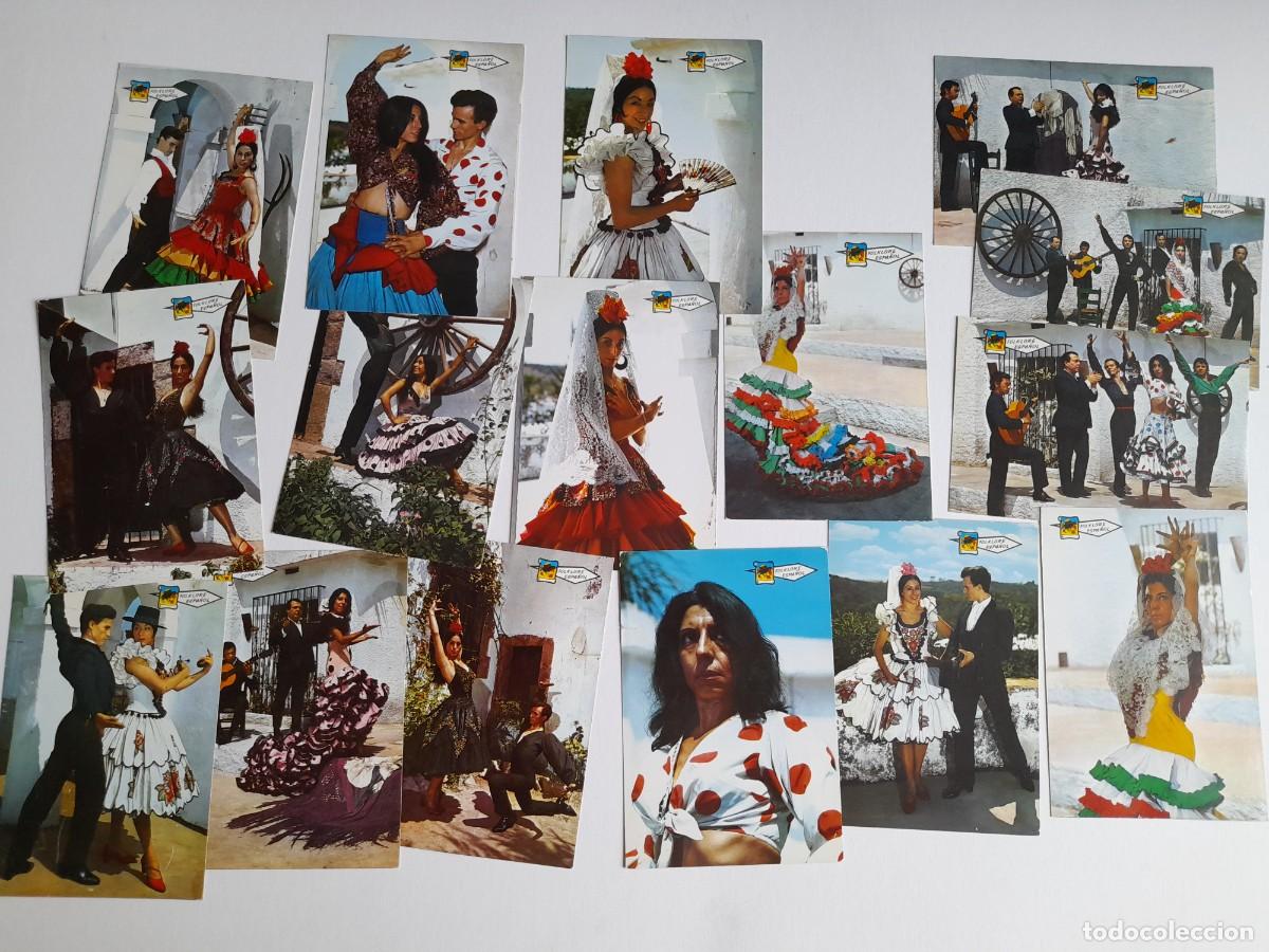 Postales: lote 16 postales folklore espa&ntilde;ol, la camboria, pergamino a&ntilde;os 60 aprox