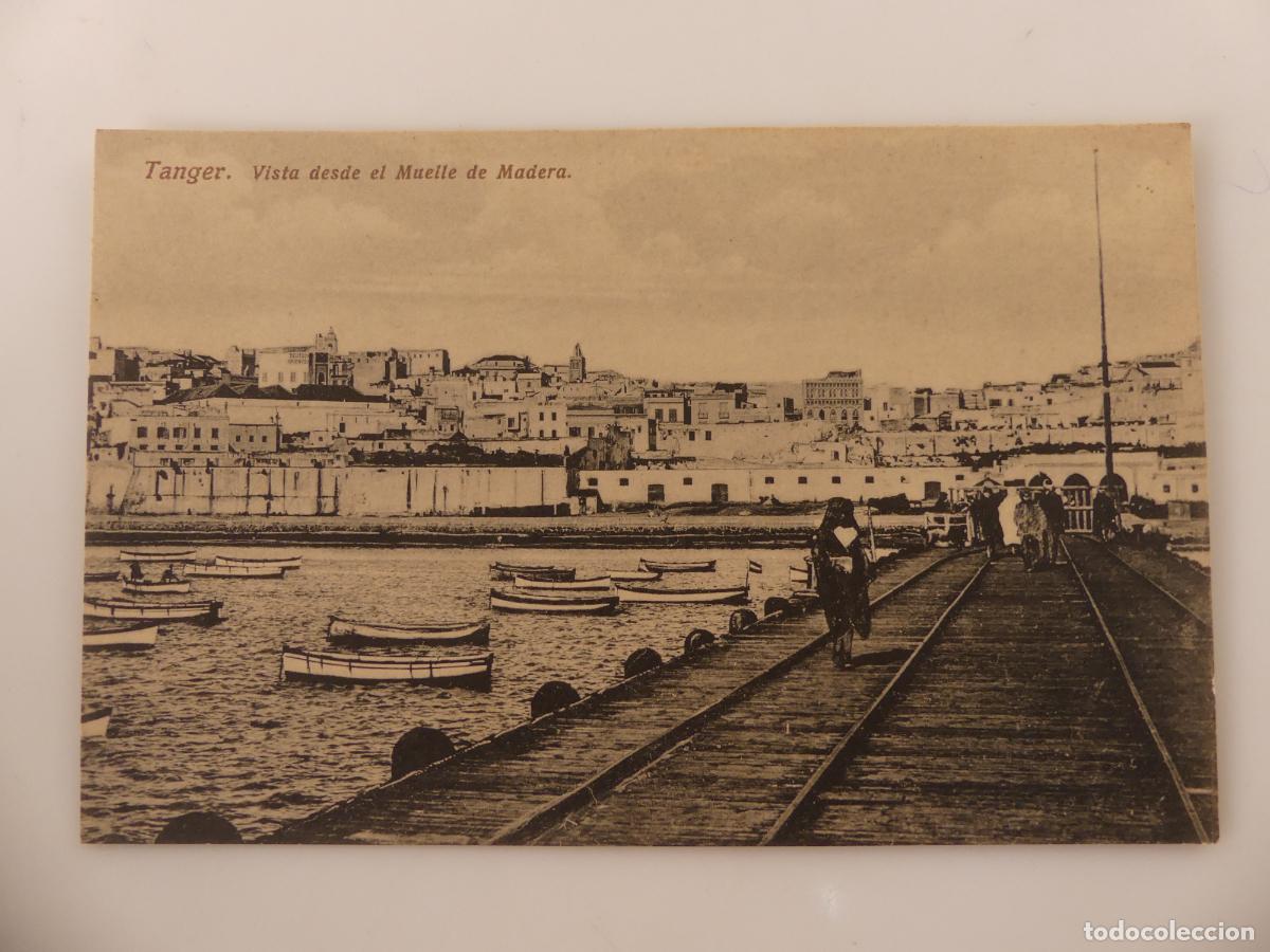 Cartoline: ANTIGUA TARJETA POSTAL TANGER-VISTA DESDE MUELLE DE MADERA -- REF:T13