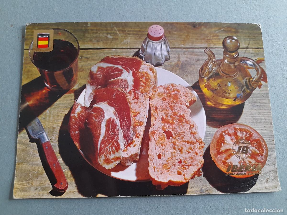 Postales: postal pan con tomate y jamon, platos tipicos -13- iberia, fisa a&ntilde;os 70 aprox