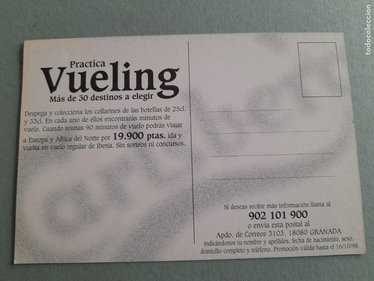 Postales: postal practica vueling, 1998 - Foto 2