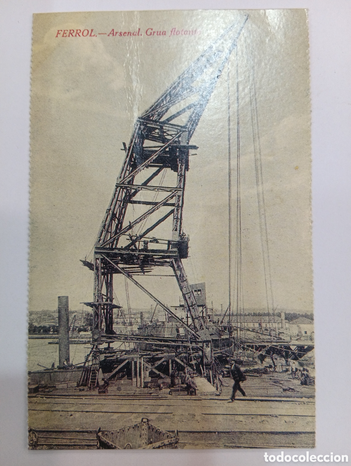 Postales: Tarjeta postal. El progreso. Ferrol. Arsenal Gr&uacute;a flotante