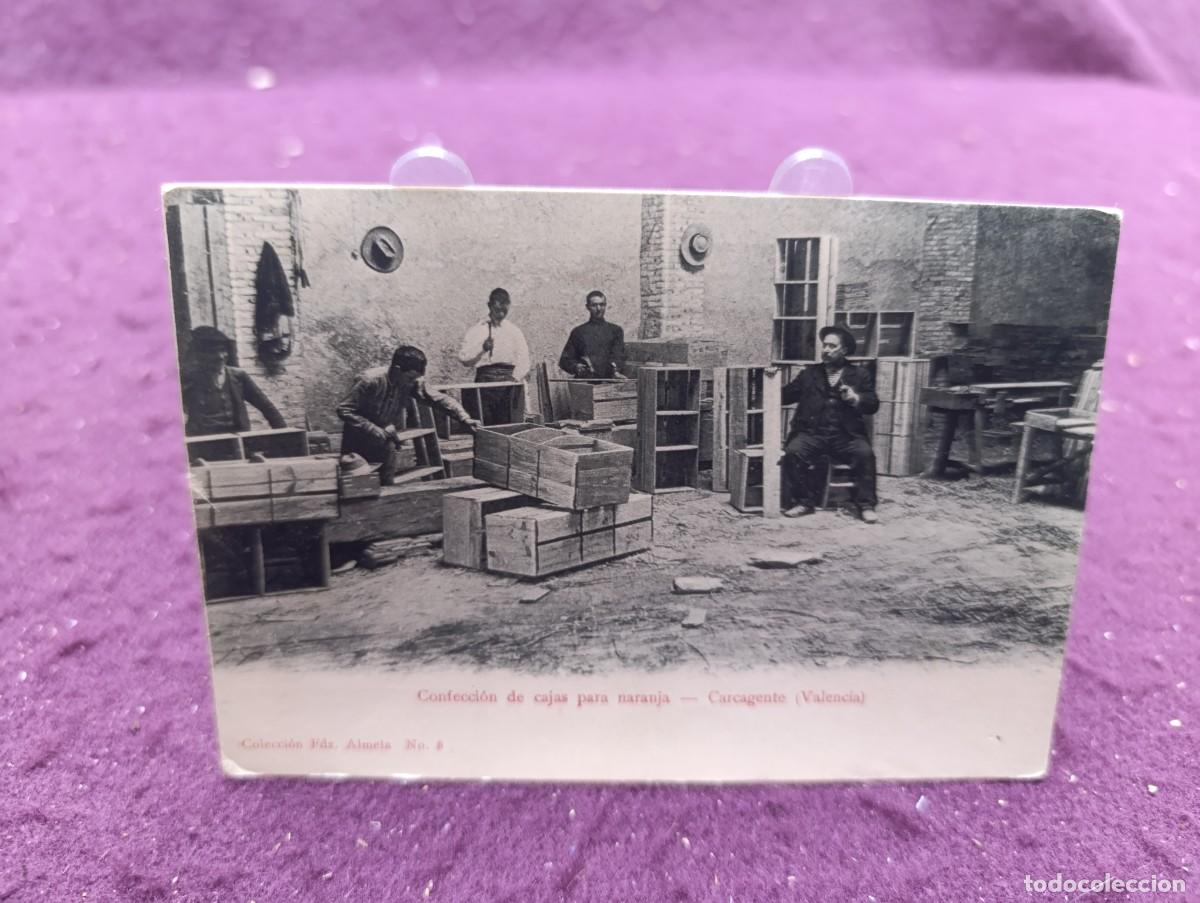 Cartoline: Postal, antigua o vintage, Carcagente, confecci&oacute;n de cajas para naranja, Uni&oacute;n Postal Universal