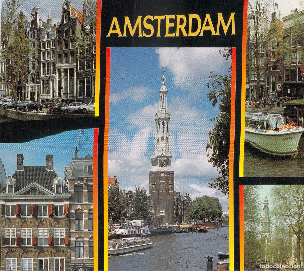 Postales: Postal de &Aacute;msterdam con Vistas de Canales y Monumentos Hist&oacute;ricos