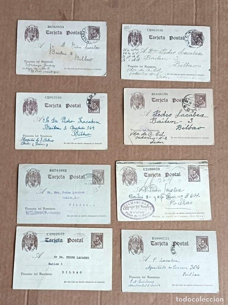 Postales: 8 tarjeta postal - entero todas dirigidas a Pedro Lacabex &ndash; Bilbao el franqueo Miguel de Cervantes