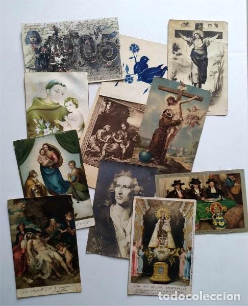 Postcards: Lote de 11 postales antiguas. Temas varios (arte, religioso, costumbrista)