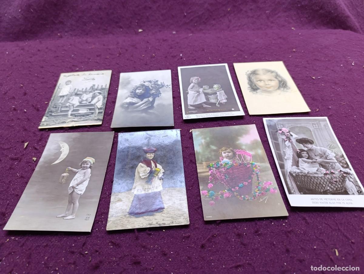 Postales: Lote de 8 Postales, Antiguas o Vintage, Ni&ntilde;os, varios editores, unos 14 x 9 cms.