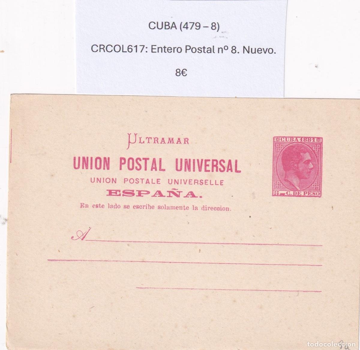Postkarten: CRCOL617 CUBA ENTERO POSTAL N&ordm; 8 (VER DESCRIPCION EN FOTO