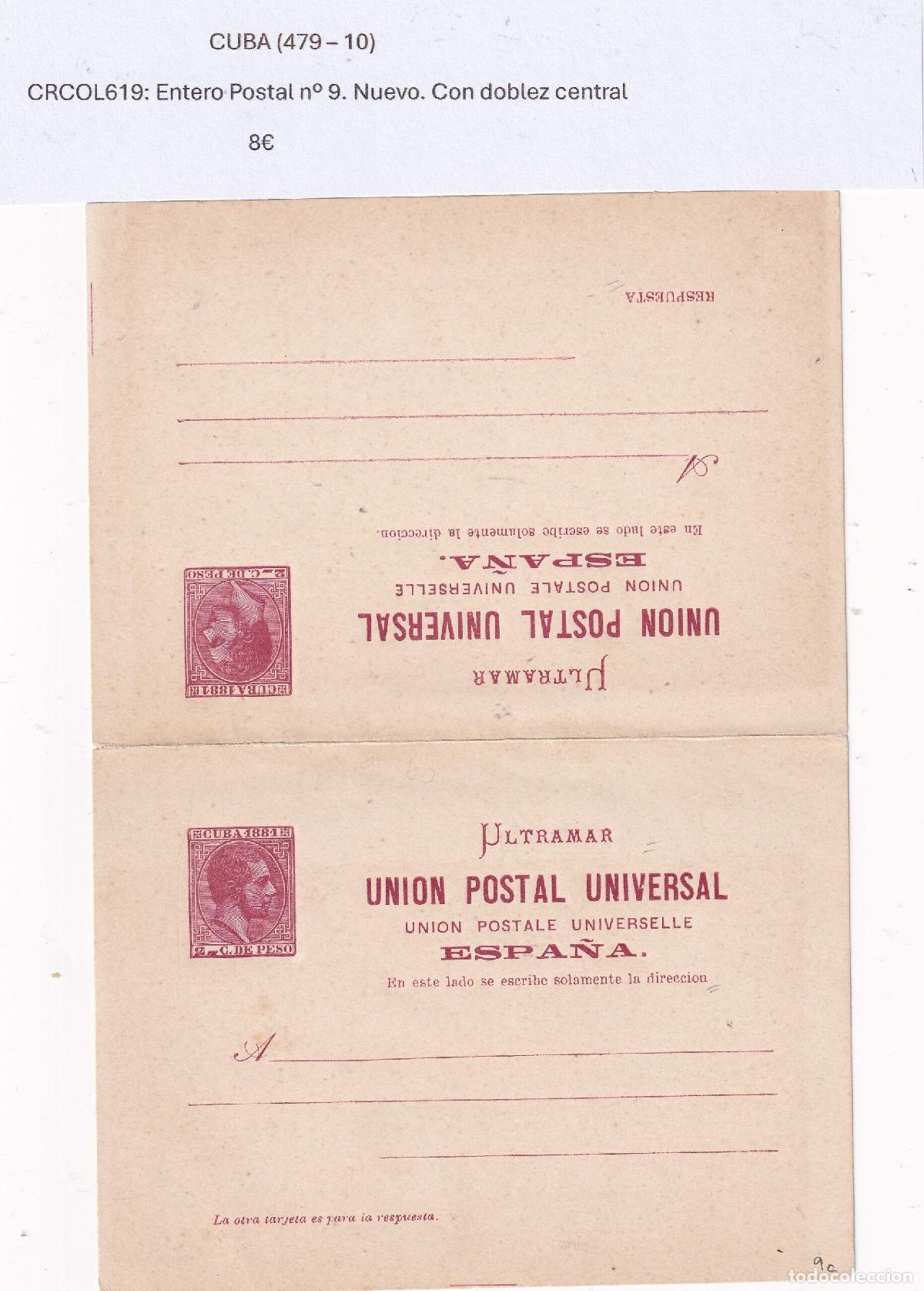 Postkarten: CRCOL619 CUBA ENTERO POSTAL N&ordm; 9 (VER DESCRIPCION EN FOTO