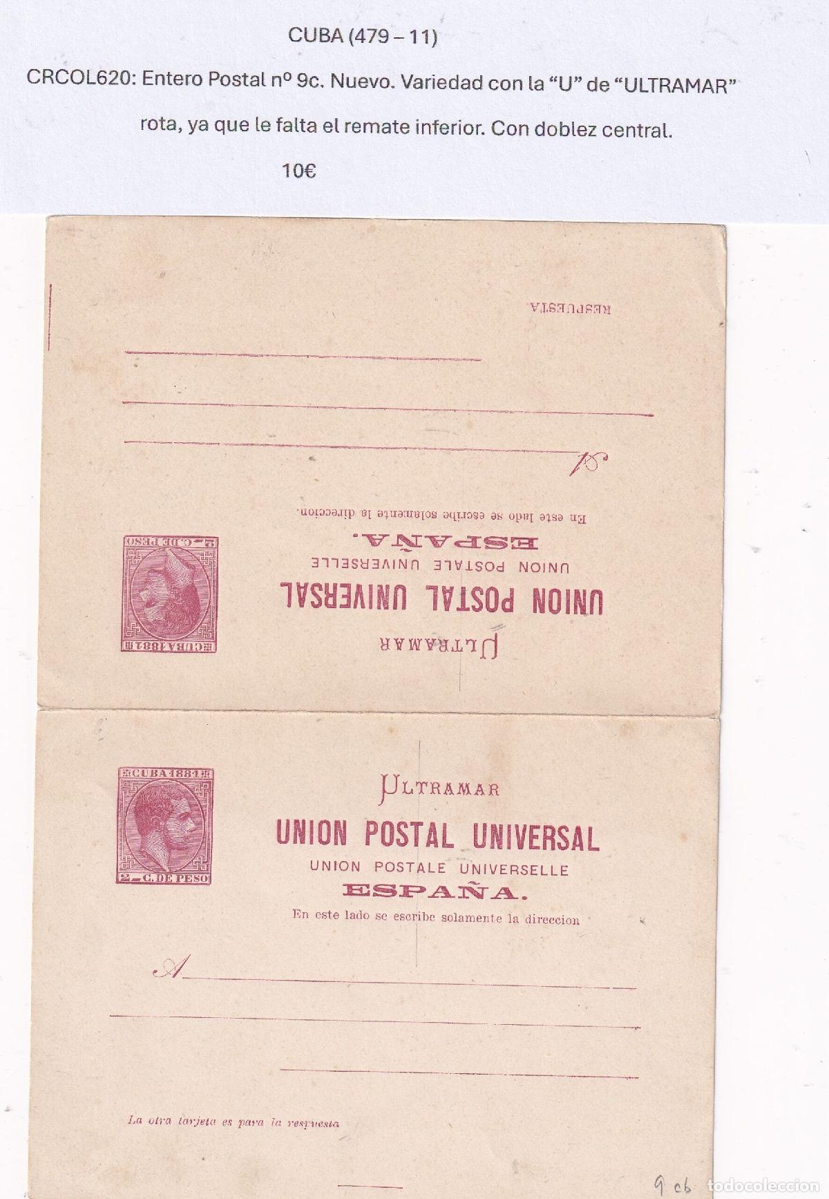 Postkarten: CRCOL620 CUBA ENTERO POSTAL N&ordm; 9C (VER DESCRIPCION EN FOTO