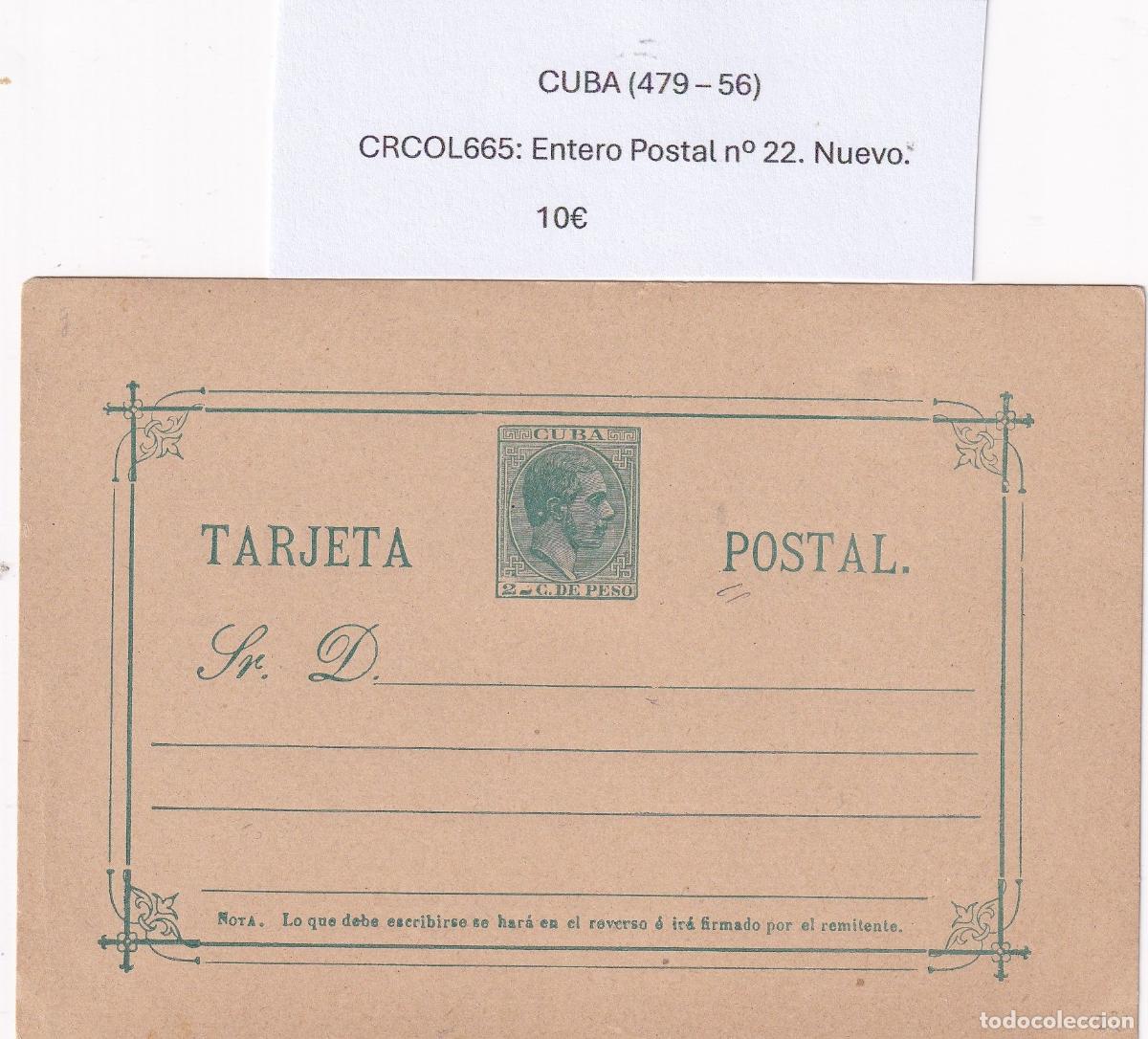 Cartoline: CRCOL665 CUBA ENTERO POSTAL N&ordm; 22 (VER DESCRIPCION EN FOTO)
