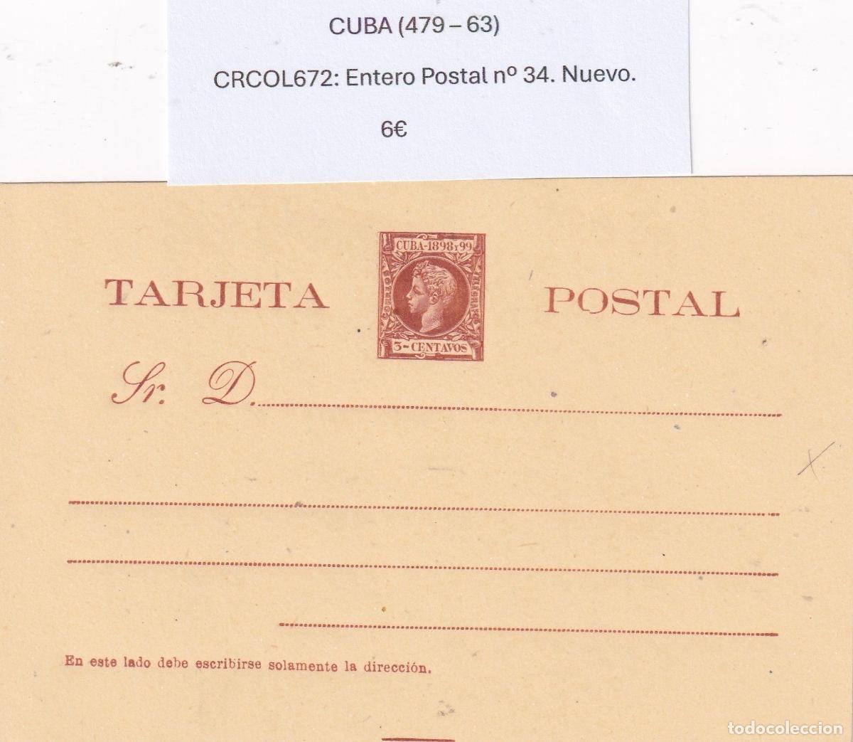 Cartoline: CRCOL672 CUBA ENTERO POSTAL N&ordm; 34 (VER DESCRIPCION EN FOTO)