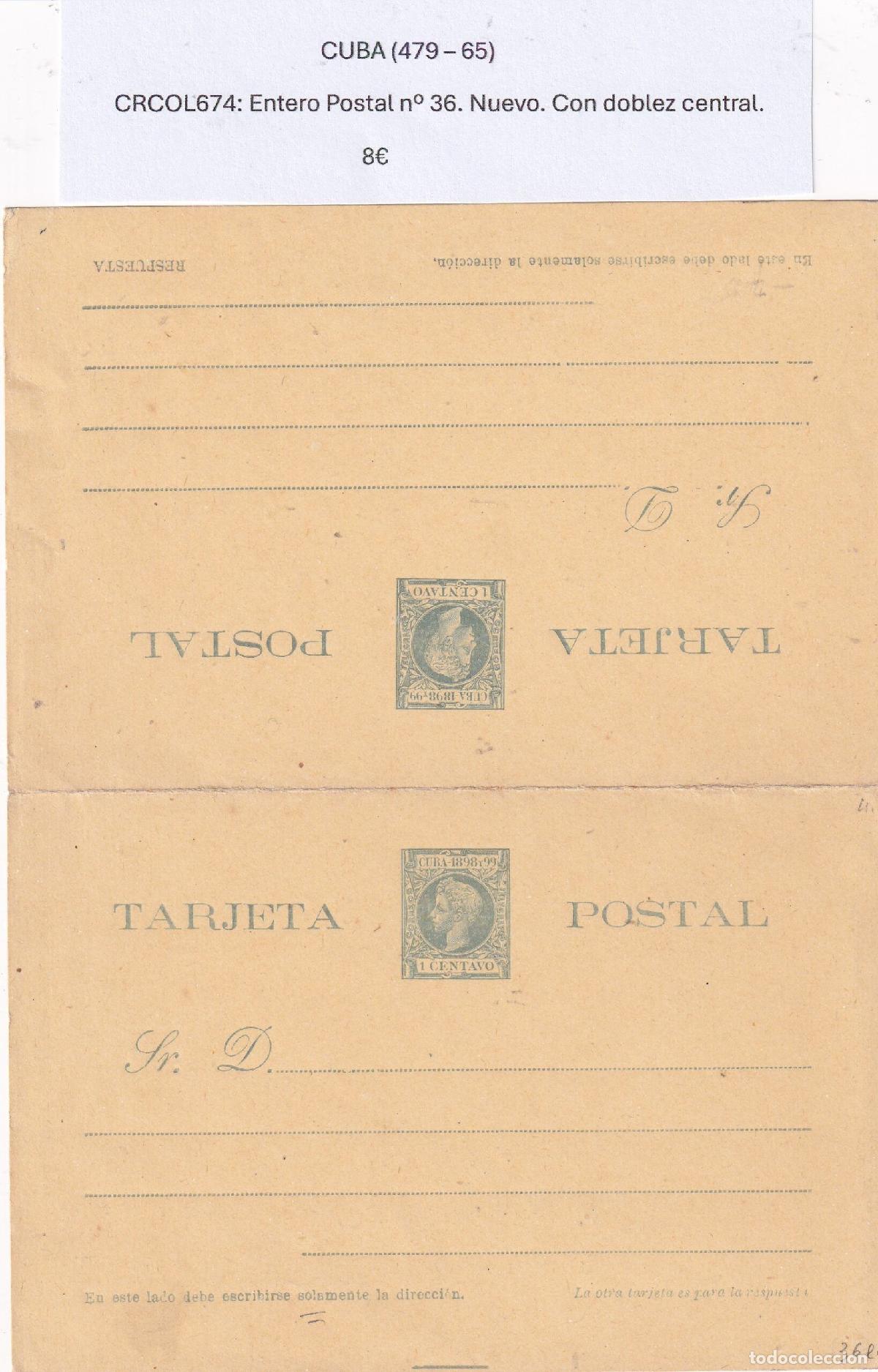 Cartoline: CRCOL674 CUBA ENTERO POSTAL N&ordm; 36 (VER DESCRIPCION EN FOTO)