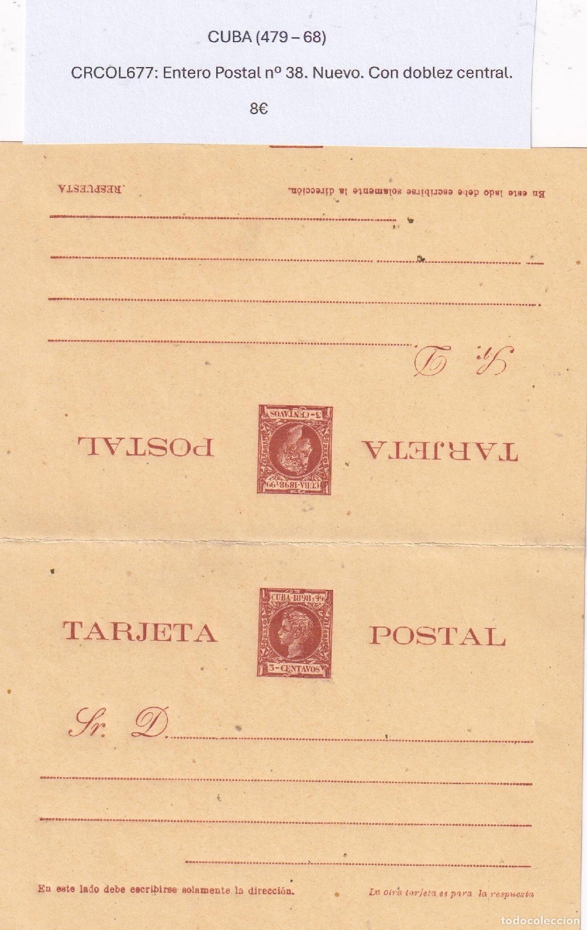 Cartoline: CRCOL677 CUBA ENTERO POSTAL N&ordm; 38 (VER DESCRIPCION EN FOTO)