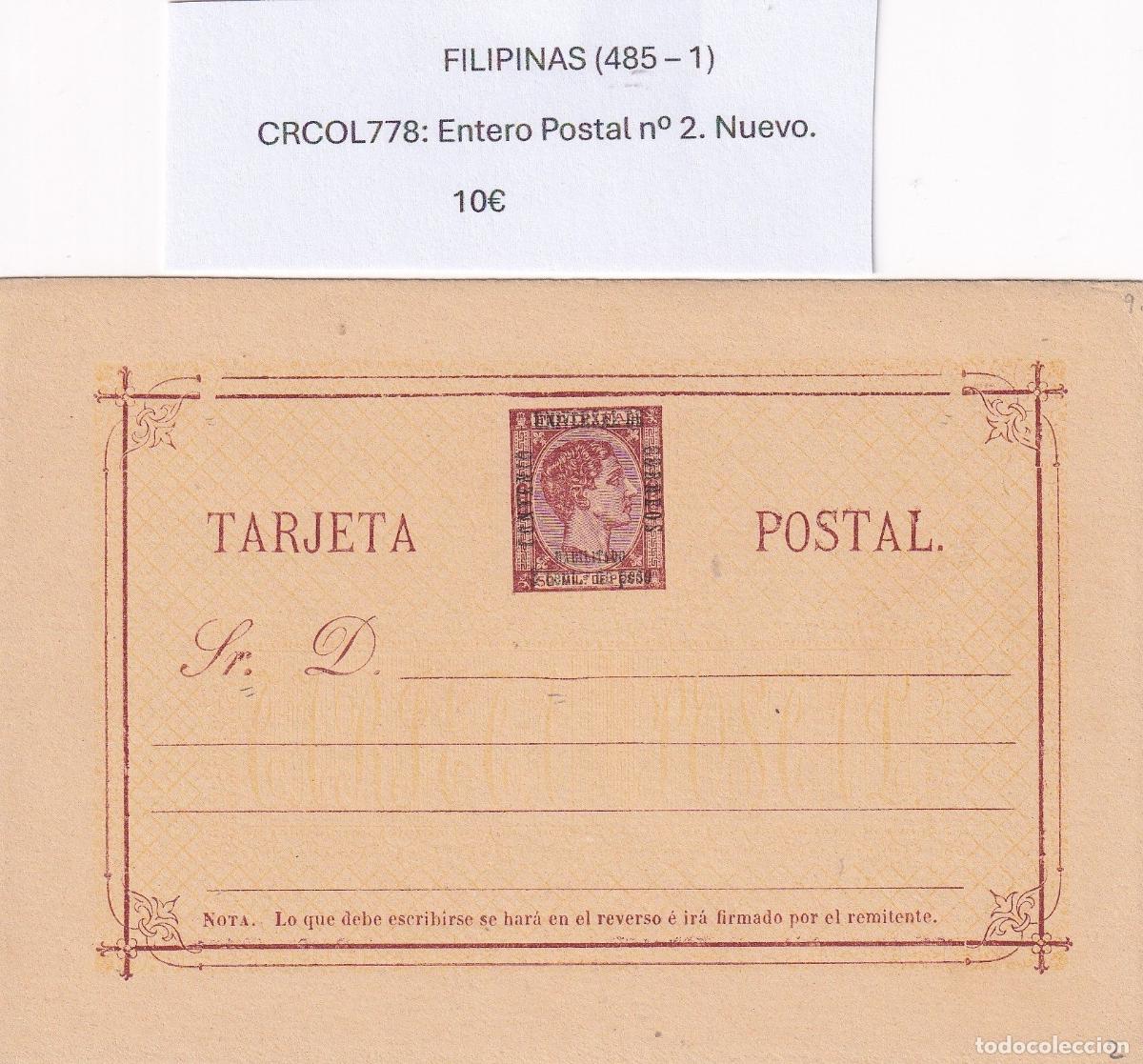 Cartoline: CRCOL778 ENTERO POSTAL FILIPINAS N&ordm; 2 (VER DESCRIPCI&Oacute;N EN FOTO)