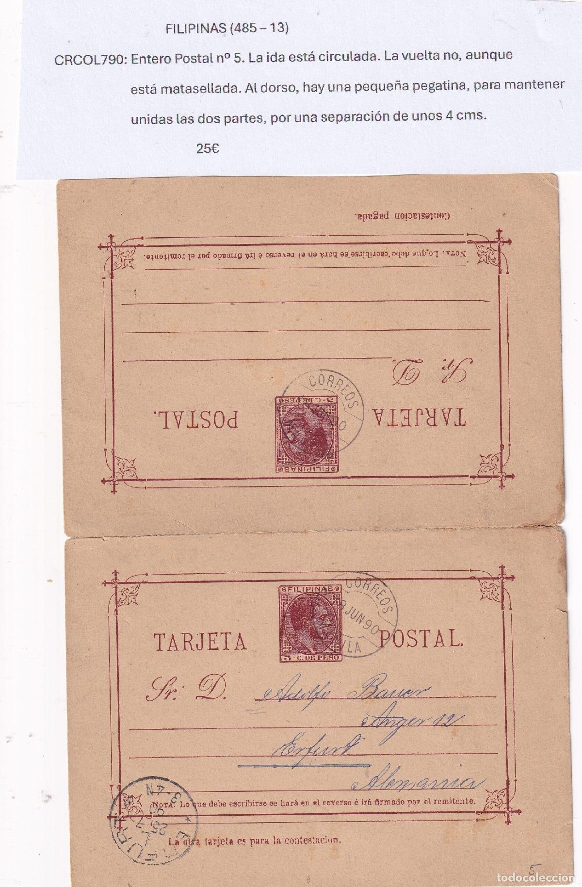 Postkarten: CRCOL790 ENTERO POSTAL FILIPINAS N&ordm; 5 VER DESCRIPCON EN FOTO