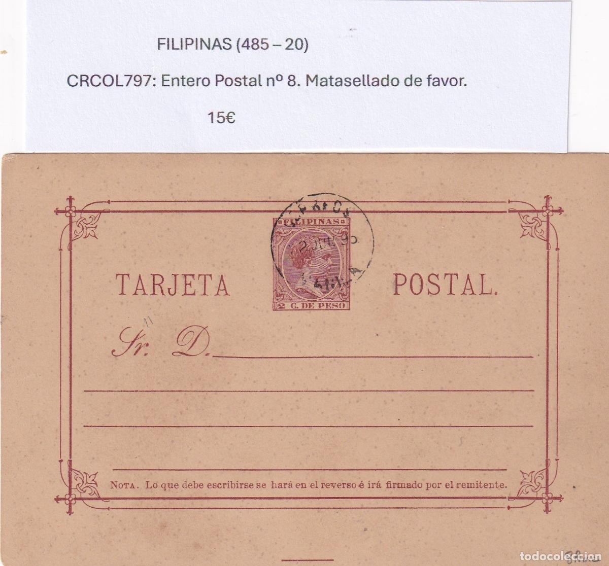 Postkarten: CRCOL797 ENTERO POSTAL FILIPINAS N&ordm; 8 VER DESCRIPCON EN FOTO