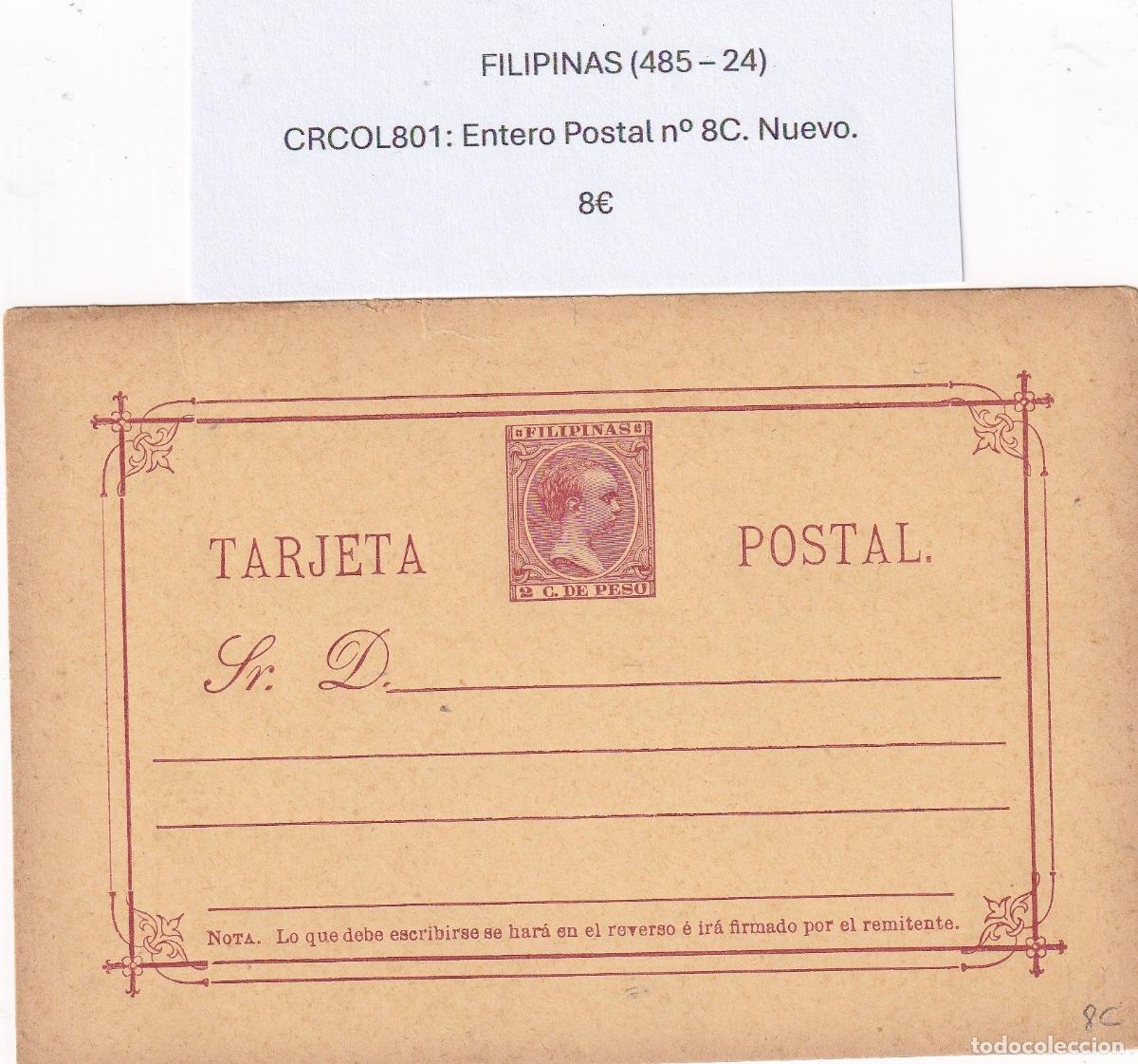 Postkarten: CRCOL801 ENTERO POSTAL FILIPINAS N&ordm; 8C VER DESCRIPCON EN FOTO