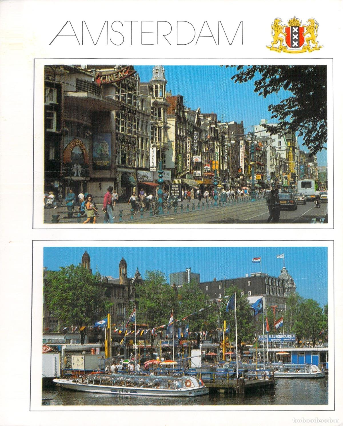 Postales: Postal de &Aacute;msterdam con Vistas del Damrak y Canales