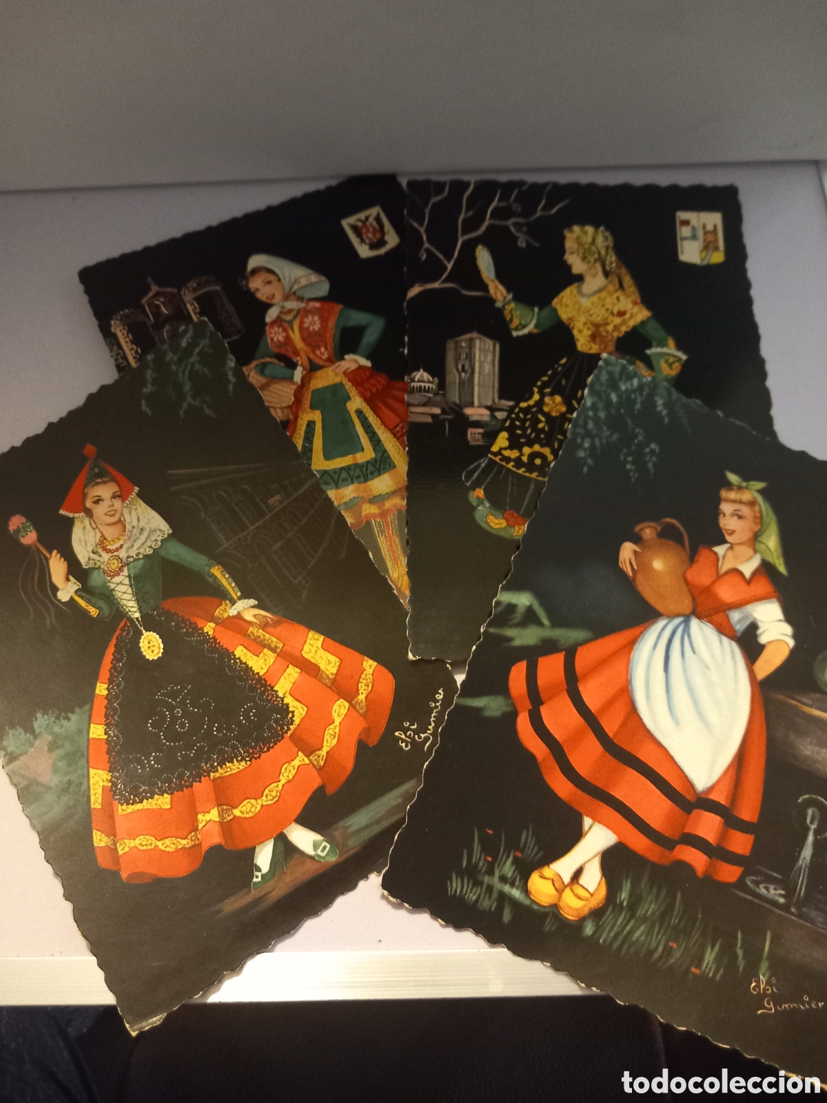 Postales: Lote de 4 postalea de trajes tipicos antiguas