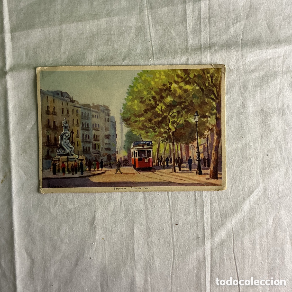 Postales: Barcelona &ndash; Plaza del Teatro &ndash; Postal Antigua