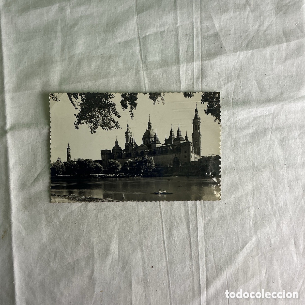 Postales: Postal antigua Zaragoza &ndash; Templo del Pilar y R&iacute;o Ebro &ndash; Circulada 1954