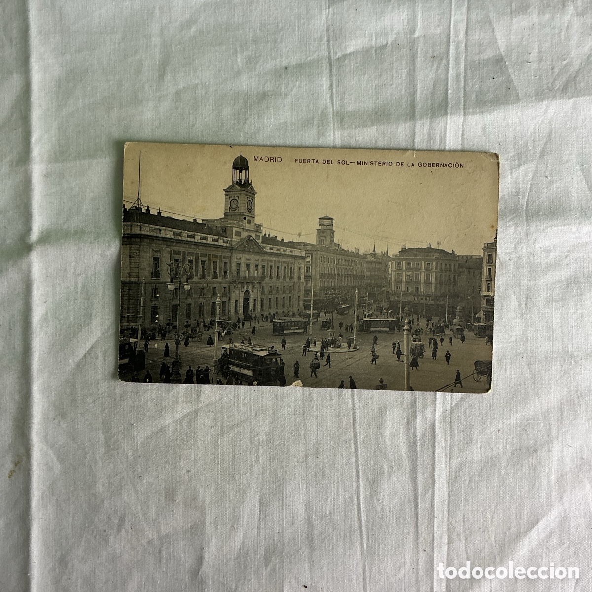 Postales: Postal antigua Madrid &ndash; Puerta del Sol y Ministerio de la Gobernaci&oacute;n &ndash; Circulada 1909