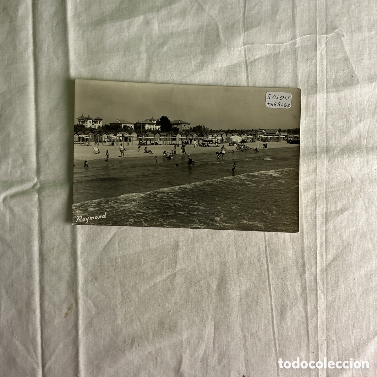 Postales: Postal antigua Salou Tarragona &ndash; Playa con ba&ntilde;istas y casetas &ndash; Foto Raymond N&ordm; 9