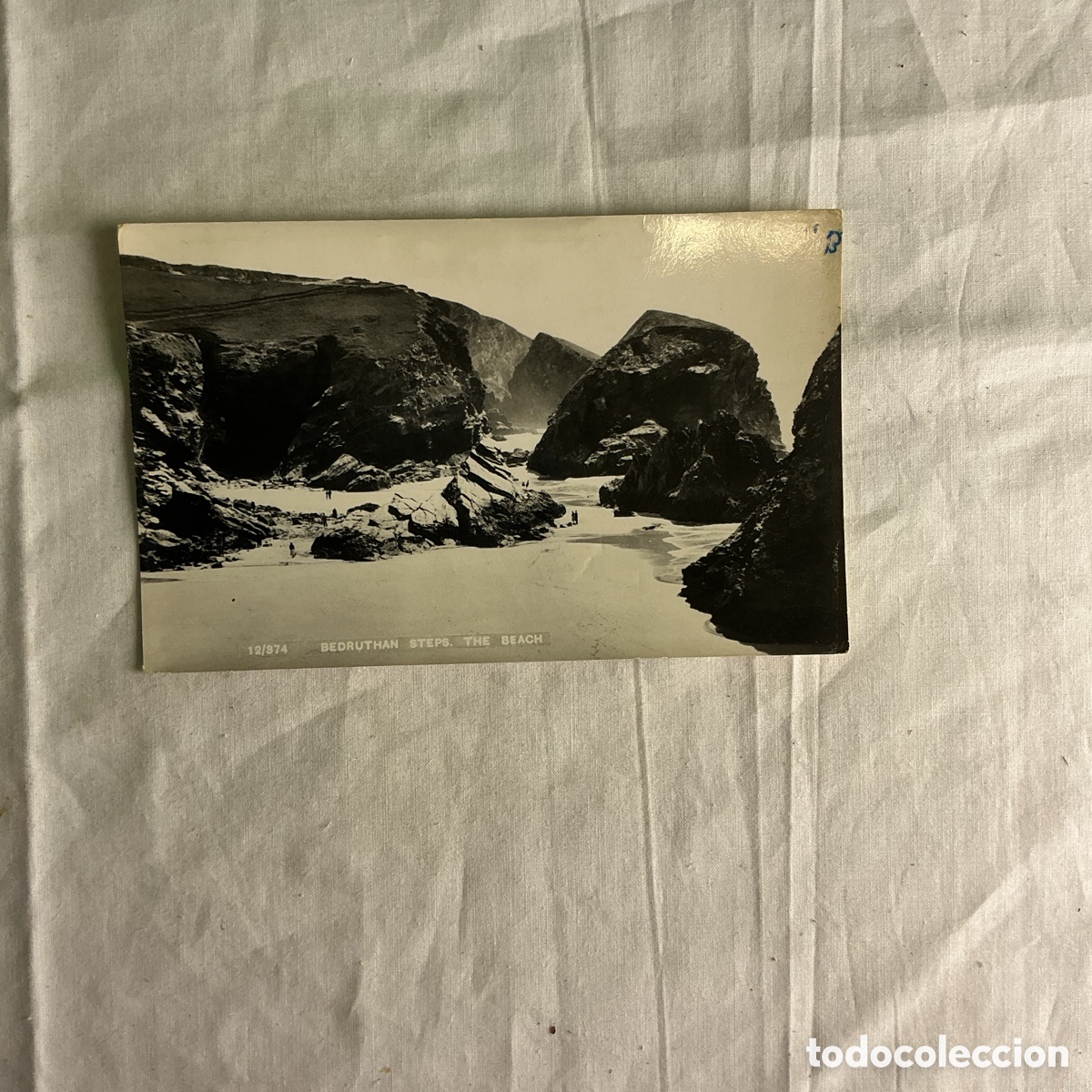 Postales: Postal antigua Bedruthan Steps Cornwall &ndash; The Beach &ndash; Circulada 1955 &ndash; Isabel II