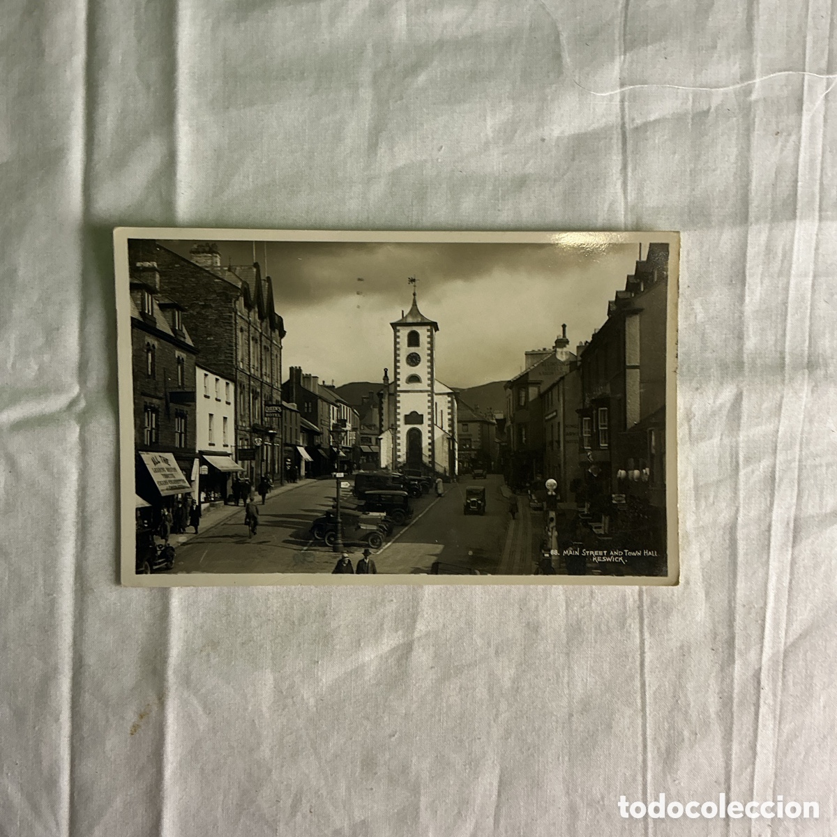 Postales: Postal antigua Keswick &ndash; Main Street and Town Hall &ndash; Inglaterra &ndash; Circulada 1952