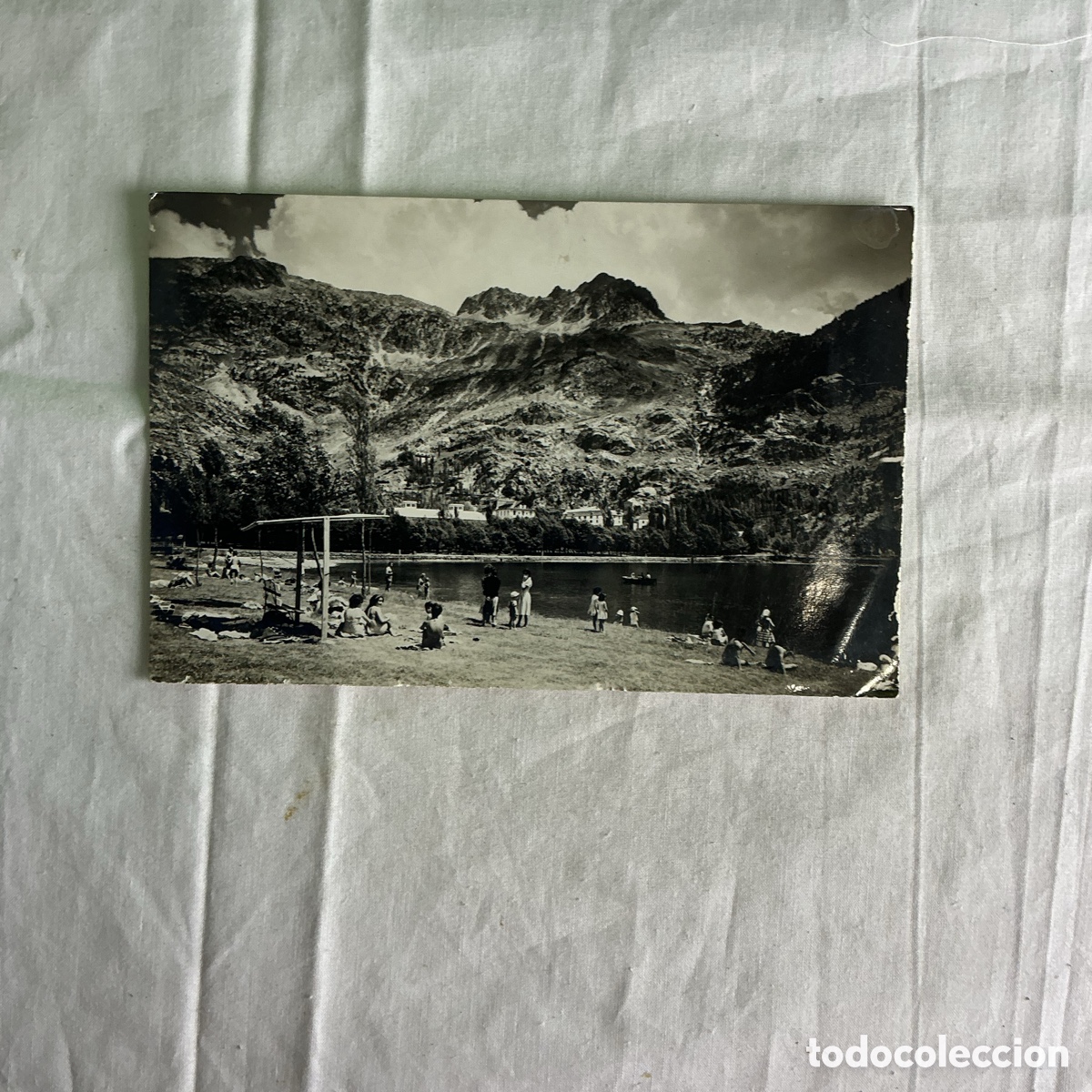 Postales: Postal antigua Balneario de Panticosa &ndash; Playa del Lago y Macizo de Brazatos &ndash; Circulada 1959