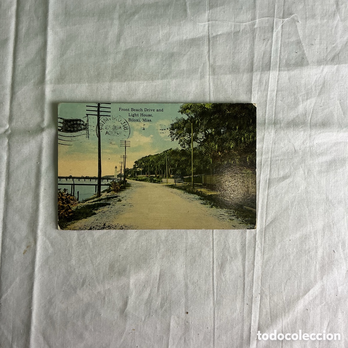 Postales: Postal antigua EE. UU. &ndash; Biloxi Mississippi &ndash; Front Beach Drive & Lighthouse &ndash; Circulada 1913