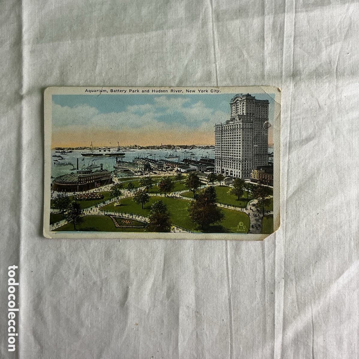 Postales: Postal antigua New York City &ndash; Aquarium Battery Park y Hudson River &ndash; Nueva York